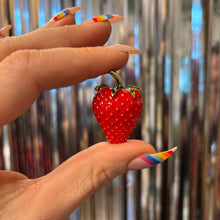 Load image into Gallery viewer, Red Strawberry Brooch | 1.4" Pin in Metal Alloy with Gold Finish