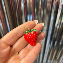 Load image into Gallery viewer, Red Strawberry Brooch | 1.4" Pin in Metal Alloy with Gold Finish