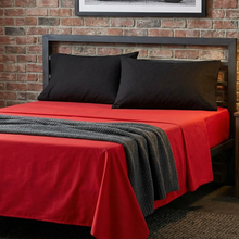 Load image into Gallery viewer, Tache 100% Cotton Vibrant Red &amp; Black 4-Piece Sheet Set (BS4PC-BR)