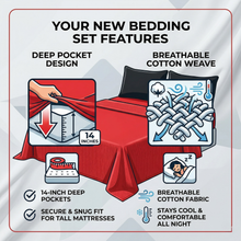 Load image into Gallery viewer, Tache 100% Cotton Vibrant Red &amp; Black 4-Piece Sheet Set (BS4PC-BR)