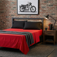 Load image into Gallery viewer, Tache 100% Cotton Vibrant Red &amp; Black 4-Piece Sheet Set (BS4PC-BR)