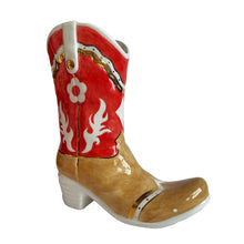 Load image into Gallery viewer, Two Tone Monogrammed Cowboy Boot Vase