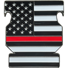Load image into Gallery viewer, BL3-018 Thin Red Line Fire Fighter Challenge Coin Bottle Opener Fire Department Fireman
