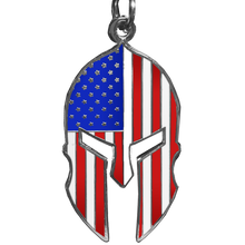 Load image into Gallery viewer, GHKB-1F Gladiator Patriot American Flag Spartan Helmet Keychain Military Veteran