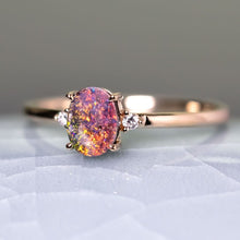 Load image into Gallery viewer, Red Colored Boulder Opal Diamond Engagement Ring 14K Yellow Gold