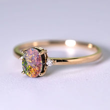 Load image into Gallery viewer, Red Colored Boulder Opal Diamond Engagement Ring 14K Yellow Gold