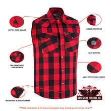 Load image into Gallery viewer, Red Rider Men's Sleeveless Red and Black Flannel Shirt