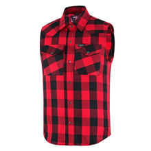Load image into Gallery viewer, Red Rider Men's Sleeveless Red and Black Flannel Shirt