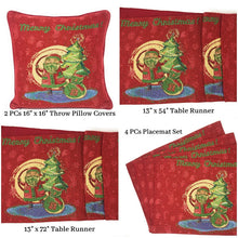 Load image into Gallery viewer, DaDa Bedding Set of 8 Pieces Red Santa Claus Holiday Table Tapestry - 4 Placemats, 2 Table Runners, 2 Throw Pillow Covers (17615)