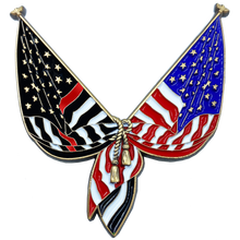 Load image into Gallery viewer, DL10-04 Thin Red Line Flag Pin 2 inch with dual pin posts Fire Department Fighter Rescue