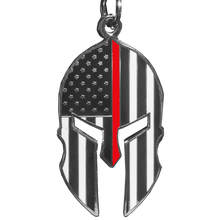 Load image into Gallery viewer, GHKB-1D Gladiator Police Thin Red Line Flag Spartan Helmet Keychain Fire Fighter Fireman