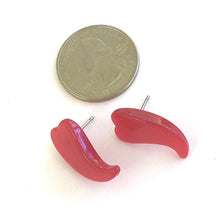 Load image into Gallery viewer, Red Moonglow Swish Heart Stud Earrings