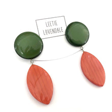 Load image into Gallery viewer, Evergreen &amp; Rust Orange Drop Statement Earrings