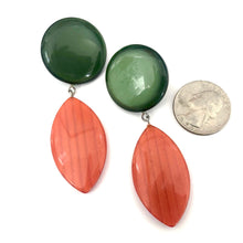 Load image into Gallery viewer, Evergreen &amp; Rust Orange Drop Statement Earrings
