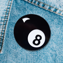 Load image into Gallery viewer, Retro 8 Ball Pin 1.4" Stylish Metal Alloy Brooch | Billiards Ball in Black and White
