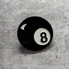 Load image into Gallery viewer, Retro 8 Ball Pin 1.4" Stylish Metal Alloy Brooch | Billiards Ball in Black and White