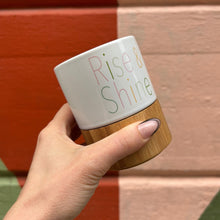 Load image into Gallery viewer, Rise &amp; Shine Ceramic Mug with Bamboo Base