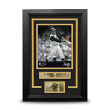 Load image into Gallery viewer, Roberto Clemente Swinging Action Pittsburgh Pirates 8" x 10" Framed Photo with Engraved Autograph