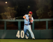 Load image into Gallery viewer, Johan Rojas Throwback Action Philadelphia Phillies Autographed 16" x 20" Baseball Photo