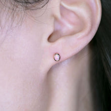 Load image into Gallery viewer, 14K Rose Gold Small Oval Australian Solid Opal Stud Earrings