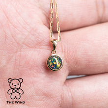 Load image into Gallery viewer, Round Shaped Australian Triplet Opal Necklace 14k Yellow Gold