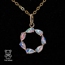 Load image into Gallery viewer, Eternity Love Australian Crystal Opal Circle Necklace Pendant 14K Yellow Gold