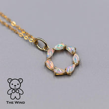 Load image into Gallery viewer, Eternity Love Australian Crystal Opal Circle Necklace Pendant 14K Yellow Gold