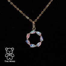Load image into Gallery viewer, Eternity Love Australian Crystal Opal Circle Necklace Pendant 14K Yellow Gold