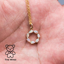 Load image into Gallery viewer, Eternity Love Australian Crystal Opal Circle Necklace Pendant 14K Yellow Gold