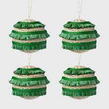 Load image into Gallery viewer, Ruffle straw balls, set of four, green
