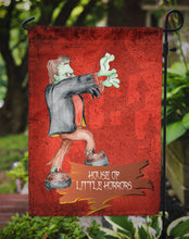 Load image into Gallery viewer, Little House of Horrors with Frankenstein Halloween Garden Flag – Decorative Outdoor Yard Flag