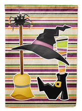 Load image into Gallery viewer, Witch Costume and Broom on Stripes Halloween Flag Canvas House Size