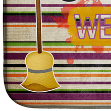 Load image into Gallery viewer, Witch Costume and Broom on Stripes Halloween Dish Drying Mat – Absorbent, Artistic Kitchen Essentials SB3010DDM