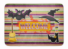 Load image into Gallery viewer, Witch Costume and Broom on Stripes Halloween Machine Washable Memory Foam Mat SB3010RUG
