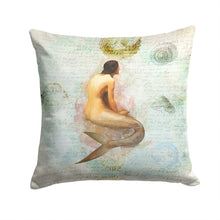 Load image into Gallery viewer, Mermaids and Mermen Throw Pillow - 14x14 Decorative Pillow – Art for Your Home &amp; Patio