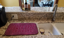 Load image into Gallery viewer, Sorry Boys I only date cowboys in pink Dish Drying Mat – Absorbent, Artistic Kitchen Essentials SB3062DDM