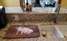 Load image into Gallery viewer, Pig at the barn door Dish Drying Mat – Absorbent, Artistic Kitchen Essentials SB3072DDM