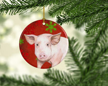 Load image into Gallery viewer, Pig Red Snowflakes Holiday Christmas Ceramic Ornament SB3125CO1