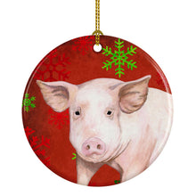Load image into Gallery viewer, Pig Red Snowflakes Holiday Christmas Ceramic Ornament SB3125CO1