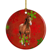 Load image into Gallery viewer, Horse Red Snowflakes Holiday Christmas  Ornament - Round Ceramic Ornament – Artist-Designed Keepsake Decoration SB3128CO1