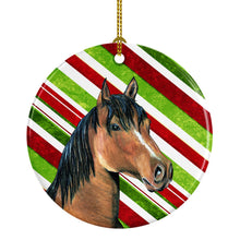 Load image into Gallery viewer, Horse Candy Cane Holiday Christmas Ornament - Round Ceramic Ornament – Artist-Designed Keepsake Decoration SB3135CO1