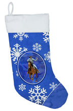 Load image into Gallery viewer, Horse Roper Winter Snowflakes Holiday Christmas Stocking SB3149-CS