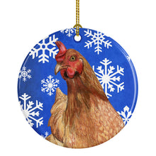 Load image into Gallery viewer, Chicken Winter Snowflakes Holiday Ceramic Ornament SB3151CO1