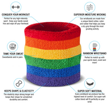 Load image into Gallery viewer, Rainbow Sweatband Wristband Pair
