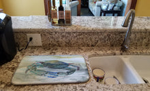 Load image into Gallery viewer, Blue Crab Watercolor Dish Drying Mat – Absorbent, Artistic Kitchen Essentials SC2003DDM