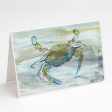 Load image into Gallery viewer, Blue Crab #2 Watercolor Greeting Cards -  Blank Note Cards – 8-Pack of Artist-Designed Cards with Envelopes
