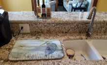 Load image into Gallery viewer, Blue Heron Watercolor Dish Drying Mat – Absorbent, Artistic Kitchen Essentials SC2007DDM
