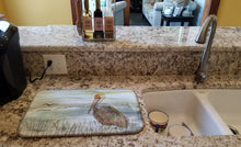 Load image into Gallery viewer, Brown Pelican Watercolor Dish Drying Mat – Absorbent, Artistic Kitchen Essentials SC2009DDM