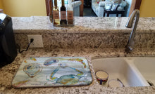 Load image into Gallery viewer, Crab, Shrimp and Oyster Watercolor Dish Drying Mat – Absorbent, Artistic Kitchen Essentials SC2010DDM