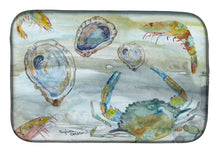 Load image into Gallery viewer, Crab, Shrimp and Oyster Watercolor Dish Drying Mat – Absorbent, Artistic Kitchen Essentials SC2010DDM